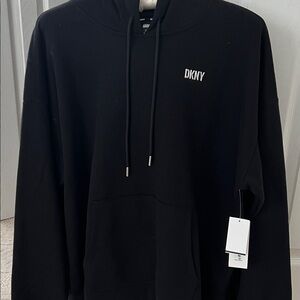 DKNY Black Pullover Hoodie with white Logo